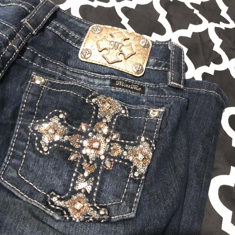 Miss Me Size Jeans Rhinestone Cross Pocket Denim Jeans Sz 28.